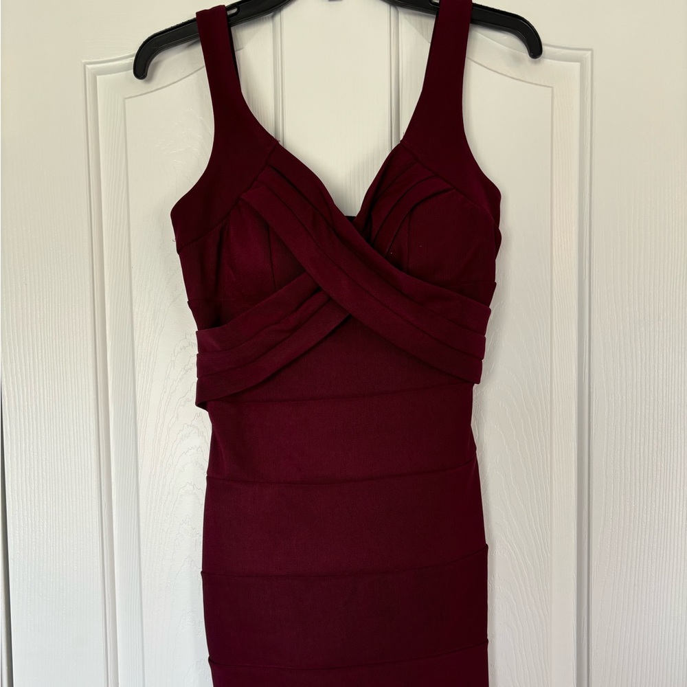 Elegant Burgundy Bandage Dress